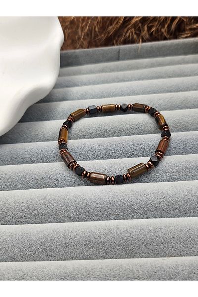 AURA Custom Cut Turtle Eye Men's Natural Stone Bracelet