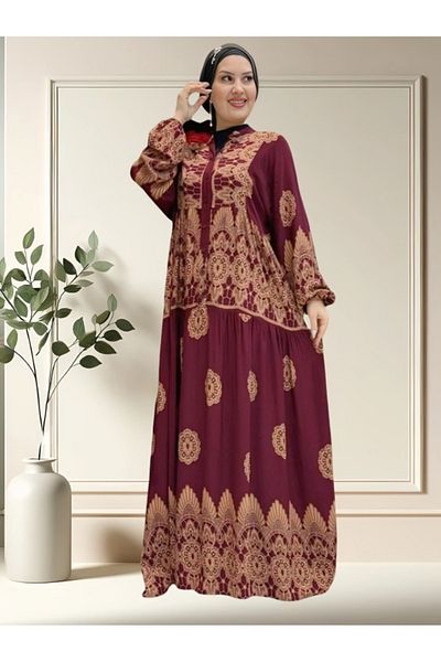 samu butik Viscose Hijab Print Dress
