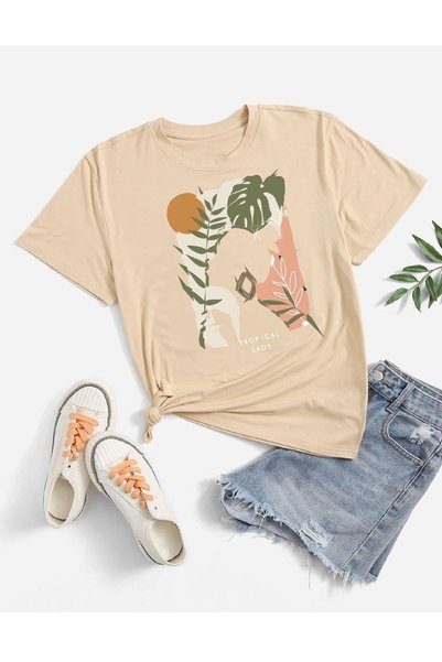 WOODROFFE Ženska majica Tropical Lady Štampano Oversize kroj