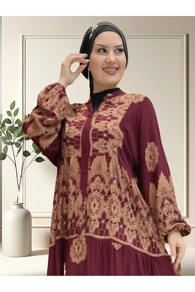 samu butik Viscose Hijab Print Dress