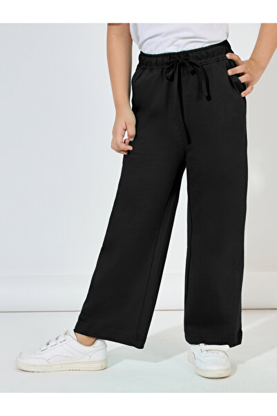 Styli بنطال رياضي واسع الساق مع حزام خصر برباط