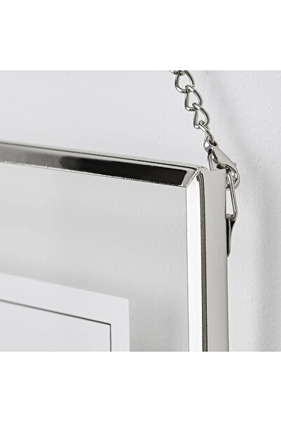 IKEA Metal Asılabilir Küçük Fotoğraf Çerçevesi 16X16 Cm İkea Ayaklı Çerçeve Fotoğraflık Gümüş Renk