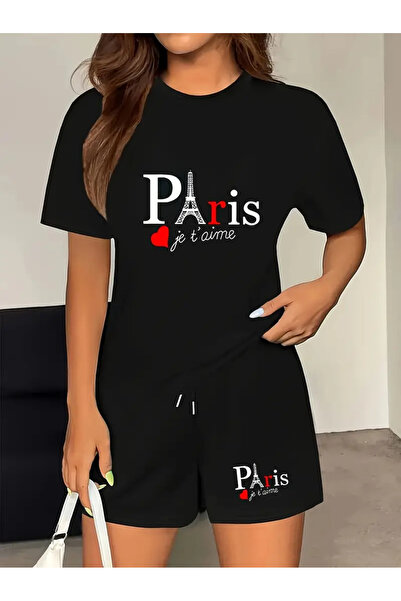 Frisson طقم نسائي مكون من قطعتين لقضاء عطلات باريس - بلوزة بأكمام قصيرة ورقبة...