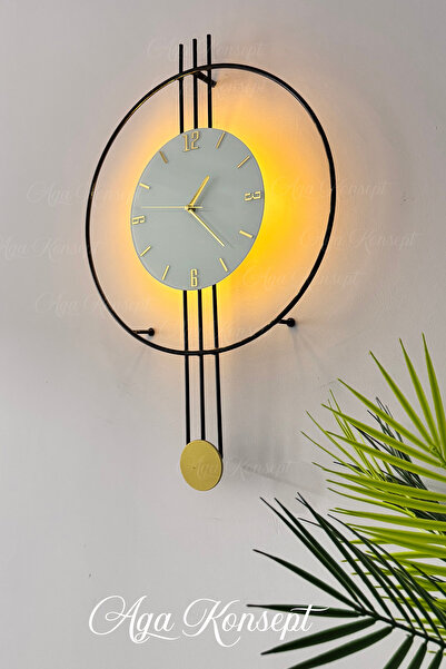 AGA KONSEPT LED Kristal Beyaz Cam Amedi Black, Gold Point, Modern Dekoratif M...