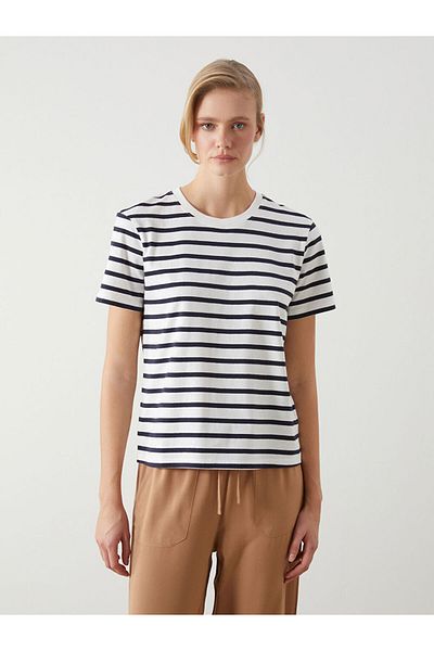 LC Waikiki Tricou de damă cu dungi cu gât
