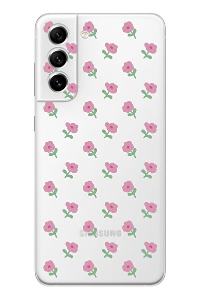 moonset Samsung Galaxy S22 Uyumlu Çiçek Tasarımlı Baskılı Şeffaf Telefon Kılıfı