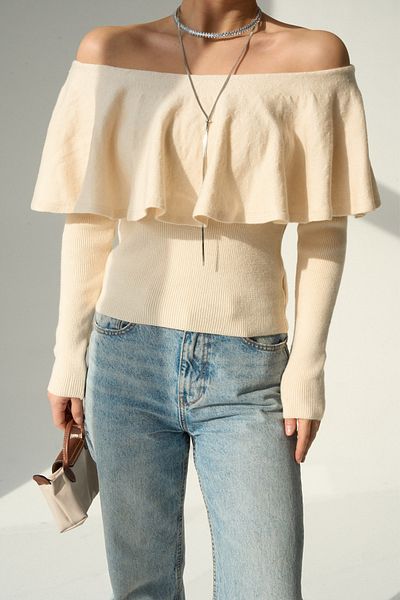 LOOSH Women's Vanilla Farbal Off-The-Shoulder Sweater