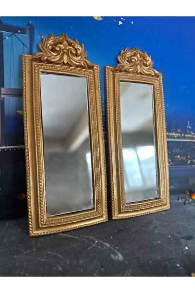 busraconcept Ayna 2li gold , özel tasarım duvar aynası 50x20cm