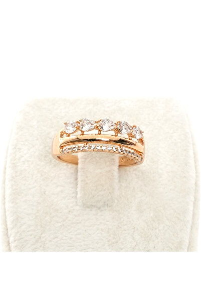 XUPING JEWELRY Xuping Jewelery Paslanmaz Çelik 5Taş Pırlanta Model Kuyumcu Model Yüzük-Nişan Yüzüğü