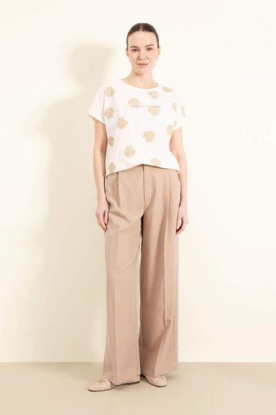 DeFacto New Season Crew Neck Patterned Short Sleeve T-Shirt