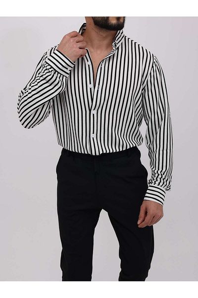 Oyga Ανδρικό πουκάμισο από βαμβακερό Lycra Slim Fit χωρίς τσέπη