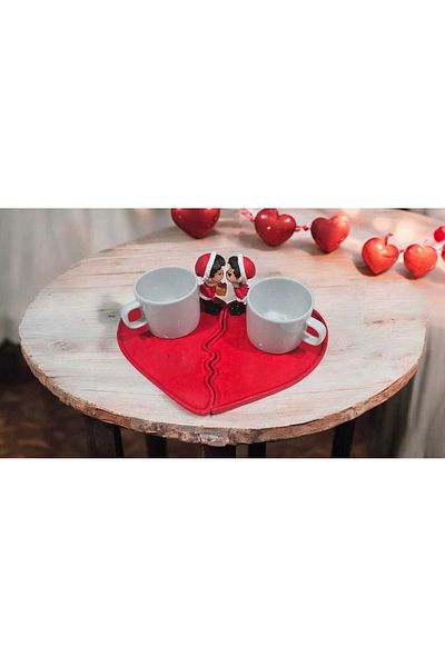GLOBELUX Rustic Sweetheart Special Turkish Coffee and Broken Heart Themed Set of 2
