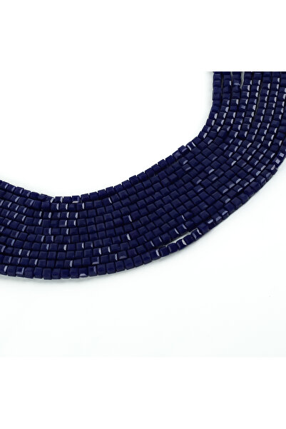 yfhobi 1 Dizi (90-95Adet) - 4 mm Küp Kristal Cam Boncuk Dizisi Mat Lacivert R...