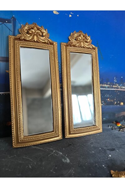 busraconcept Ayna 2li gold , özel tasarım duvar aynası 50x20cm