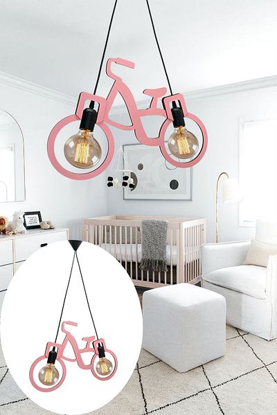 KAŞIKBEY Bike Wooden Bicycle Chandelier Decorative Luxury Pendant Lamp Retro Rustic Office Cafe Modern Ceiling Chandelier