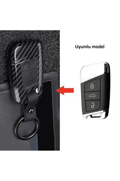 bigkey Volkswagen Passat B8 / Superb / Kodiaq Siyah Karbon Anahtar Kılıfı