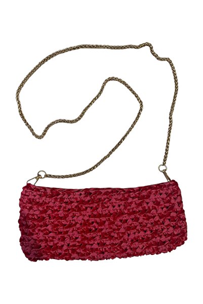 ŞengülKozmetik Women's Hand Knitted Gold Chain Strap Bag Valentine's Day Gift