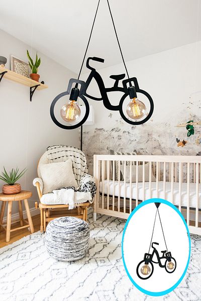 KAŞIKBEY Bike Wooden Bicycle Chandelier Decorative Luxury Pendant Lamp Retro Rustic Office Cafe Modern Ceiling Chandelier
