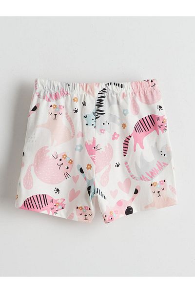 LC Waikiki Dívčí šortky s potiskem LCW ECO s elastickým pasem