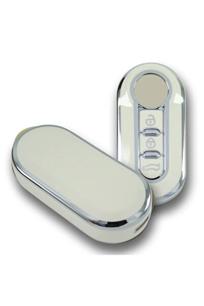 bigkey Fiat Doblo 2010+ Sustalı Beyaz-gümüş Oto Anahtar Kumanda Kabı Kılıfı O...