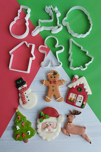 nescook 6-Piece Christmas Cookie Mold Rubatrend Santa Claus Snowman Christmas...