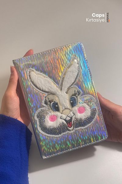 caps Rabbit Holographic Notebook - Γυαλιστερό και αστραφτερό εξώφυλλο - Μέγεθος Α5 - 160 Φύλλα