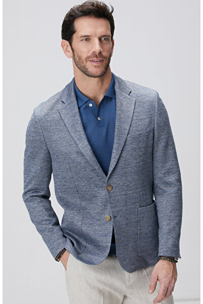 Network Limited Mavi Keten Karışımlı Ceket