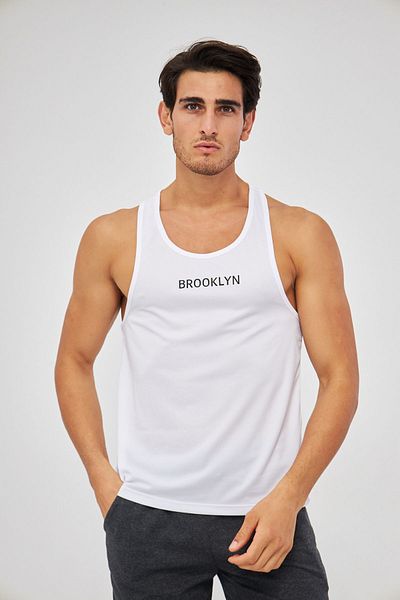 Moda Işık White Printed Men's Sports Tank Top