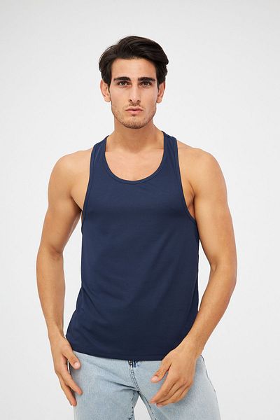 Moda Işık Navy Blue Men's Sports Undershirt - Printed
