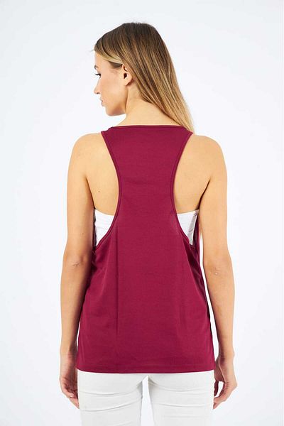 Moda Işık Burgundy Colored Sports Tank Top - Printed Design