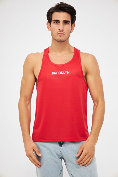 Moda Işık Red Printed Men's Sports Tank Top