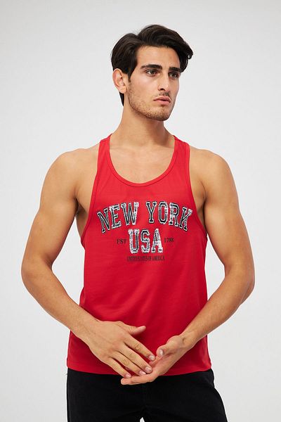 Moda Işık Red Printed Men's Sports Tank Top