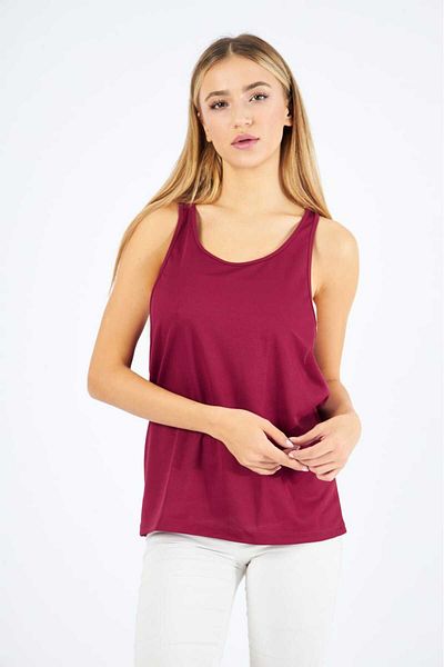 Moda Işık Burgundy Colored Sports Tank Top - Printed Design