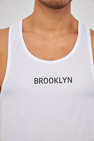 Moda Işık White Printed Men's Sports Tank Top