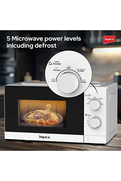 İMPEX 20L SOLO Microwave Oven With Easy Reheat And Defrost Function 700 W MO 8101A White & Black