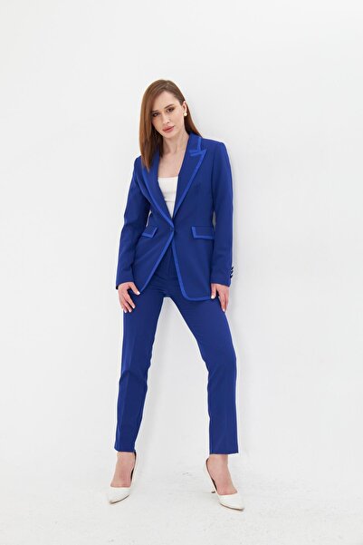 LOVELF Yakası Saten Biyeli Takım Saks