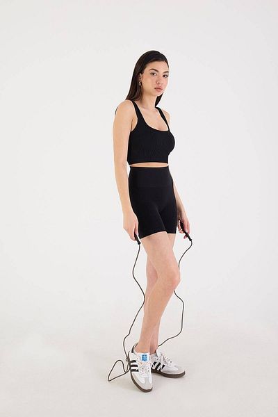 Addax Pantaloni scurți sport fără cusături cu talie înaltă Tyt0129-dk2