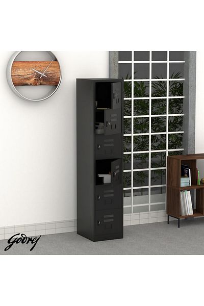 Mahmayi Godrej 6 Door Steel Locker with Heavy-Duty Construction Scratch-Resistant Black Finish
