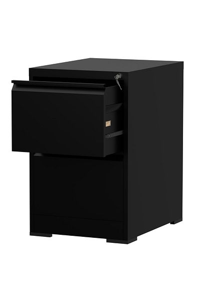 Mahmayi Godrej 2 Drawer Steel Filing Cabinet with Secure Lock Steel Black Powder-Coated Finish