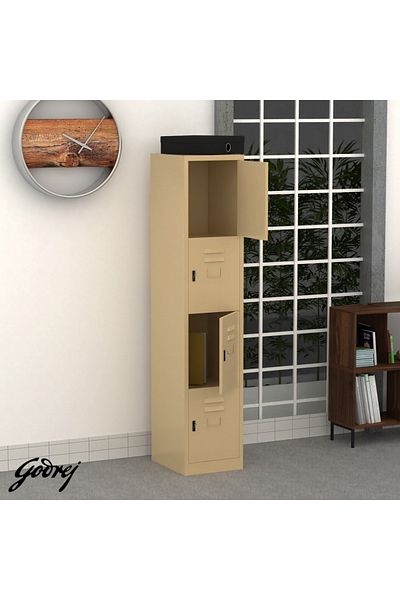 Mahmayi Godrej 4 Door Steel Locker with Heavy-Duty Construction Scratch-Resistant Beige Finish