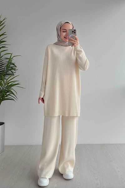 Ka Hijab Anje Hijab Knitwear Set - Beige