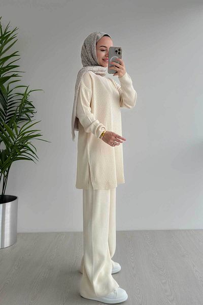 Ka Hijab Anje Hijab Knitwear Set - Beige
