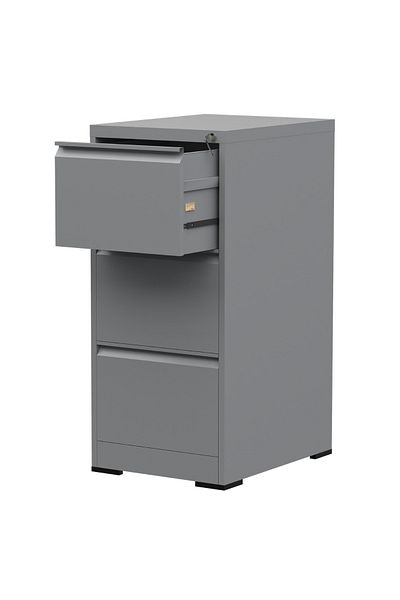Mahmayi Godrej 3 Drawer Steel Filing Cabinet with Secure Lock, Steel, and Grey Powder-Coated Finish