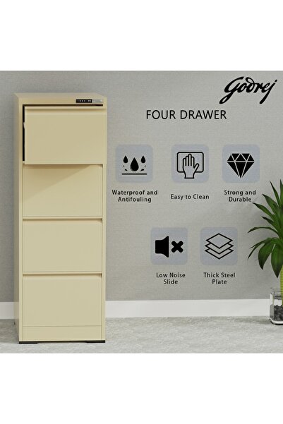 Mahmayi Godrej 4 Drawer Digital Filing Cabinet with Touch Screen Lock Steel Beige Finish