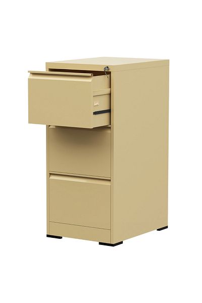 Mahmayi Godrej 3 Drawer Steel Filing Cabinet with Secure Lock, Steel, and Beige Powder-Coated Finish