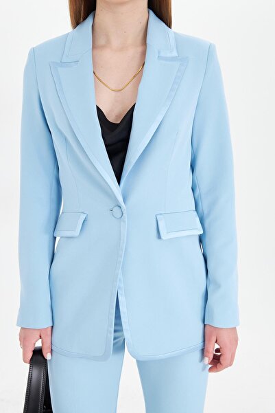 LOVELF Yakası Saten Biyeli Takım Bebe Mavi