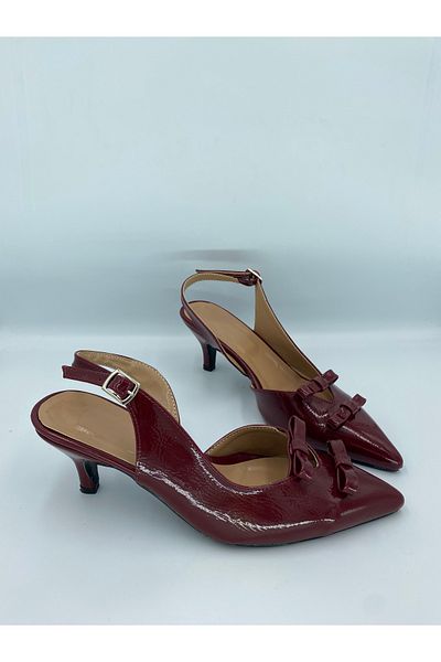 Ömer Ediz Shoes Women's Patent Leather Shoes 5 cm Heel - Bow