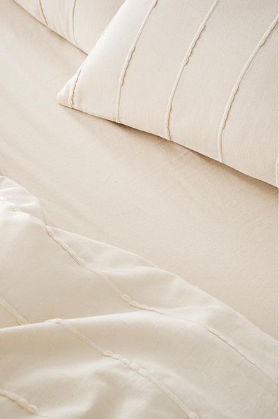 Denizli Concept Set cuvertură de pilota moale din bumbac 100%, set de husă de pilota dublu din sidef natural cu cearșafuri