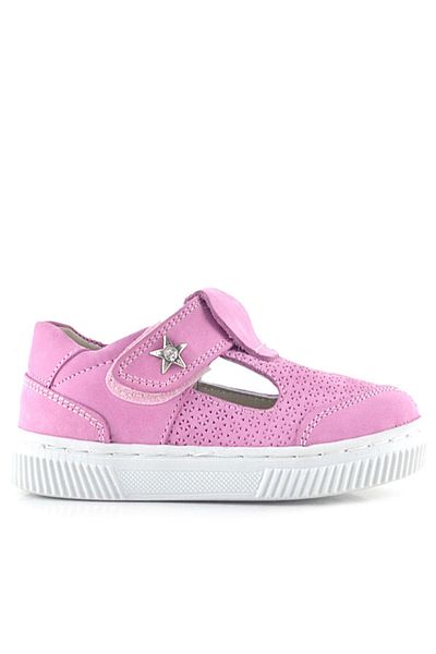 Rakerplus Bheem Genuine Leather Pink Velcro Star Detailed Baby Sandals
