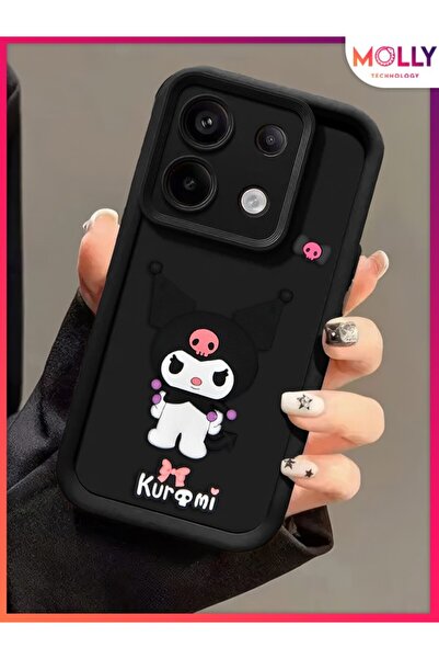 Molly Xiaomi Redmi NOTE 13 PRO 4G İçin Siyah Kenarları Kalın 3d Kabartmalı Ka...